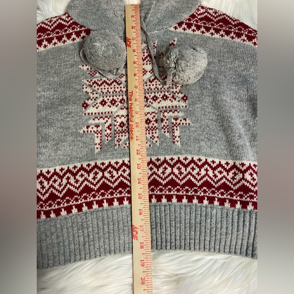 Ruby Moon Sz S Grey with Burgandy Women’s Hooded Knit Sweater - Picture 5 of 10